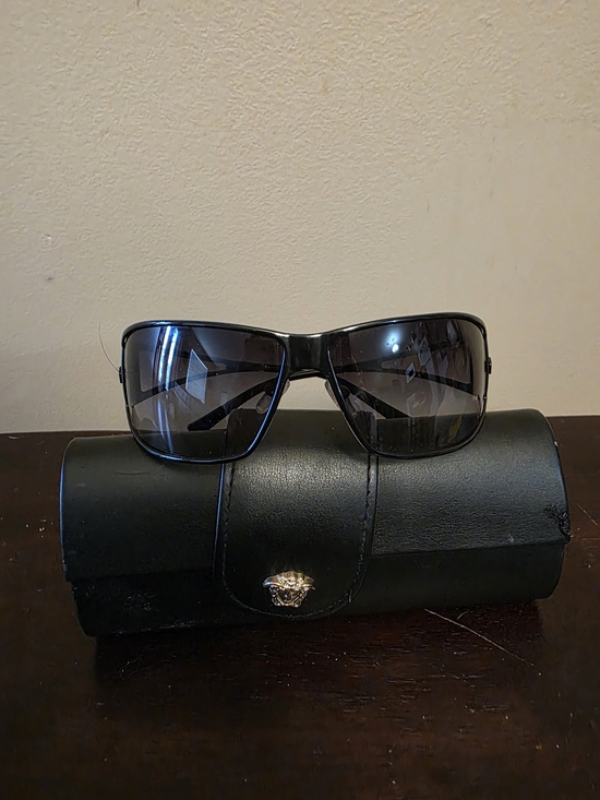 Versace Accessories - Versace Black Sunglasses with Gold Medusa Accent